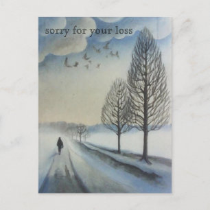 Carte Postale Solitude d'hiver Aquarelle Sympathie Deuil