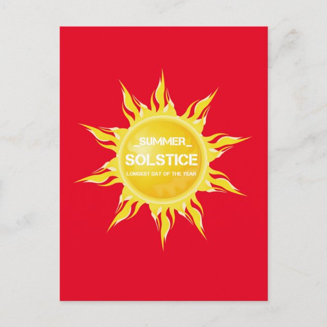 Carte Postale Solstice d'été rouge le plus long jour de l'année (Devant)