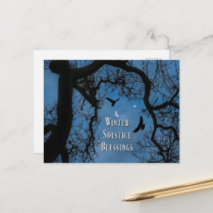 Carte Postale Solstice d'hiver Bénédiction corbeau chêne lune