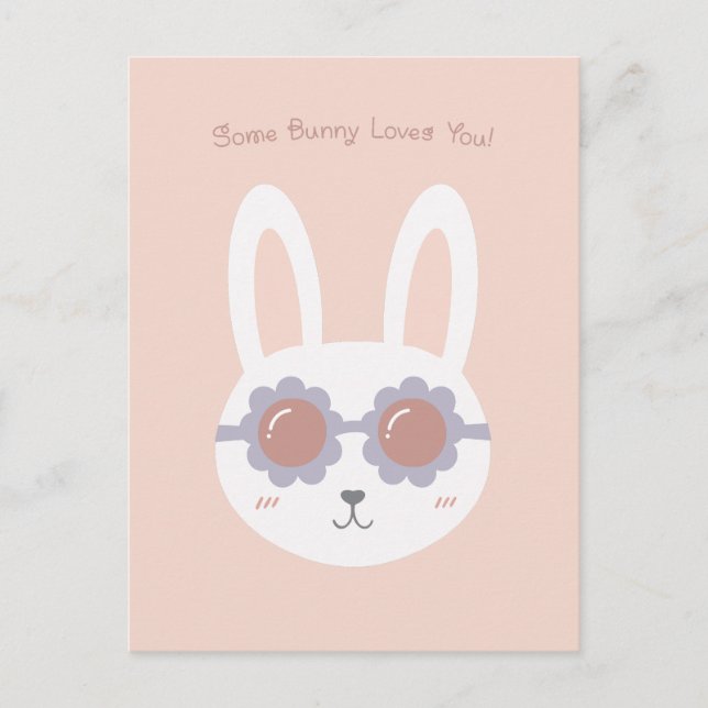 Carte Postale Some Bunny T'aime Rose (Devant)