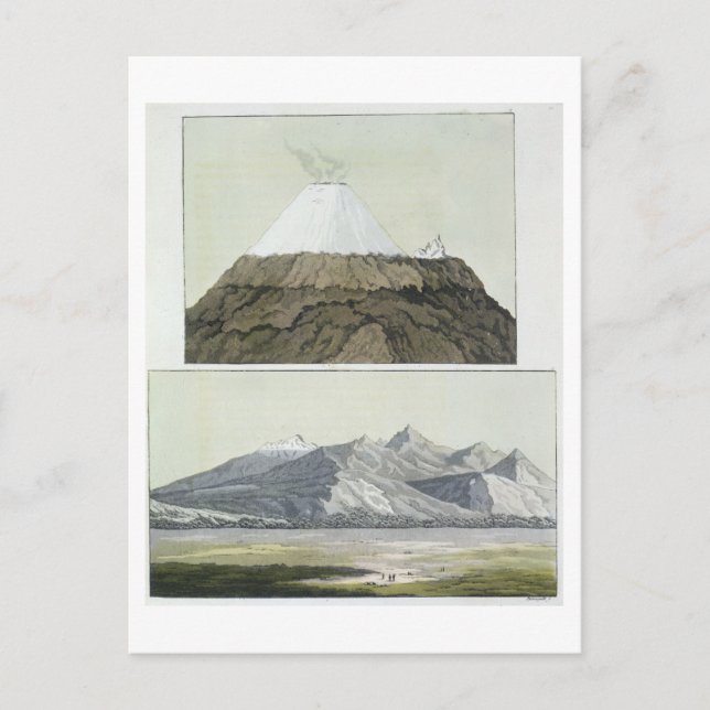 Carte Postale Sommet de Cotopaxi (haut), et l'éruption de Coto (Devant)