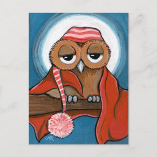 Carte postale somnolente de hibou