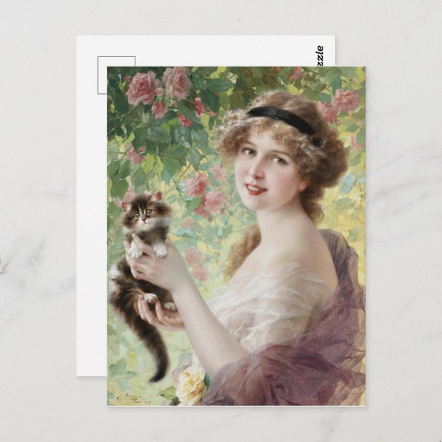 Carte Postale Son Petit Kitten par Emile Vernon (Devant / Derrière)