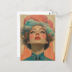 Carte Postale Son Tête Dans Les Nuages Art De Collage Surréalist
