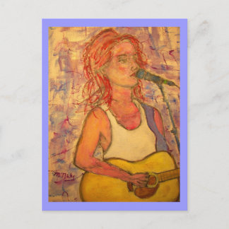 Carte Postale songstress bleu de microphone