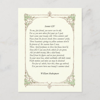 Carte Postale Sonnet # 104 par William Shakespeare