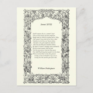 Carte Postale Sonnet # 18 de Shakespeare