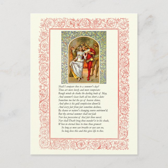 Carte Postale Sonnet # 18 par William Shakespeare (Devant)