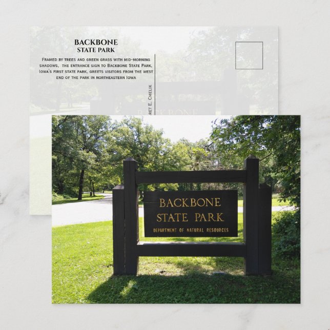 Carte Postale Sonnette d'entrée du parc d'état de Backbone Iowa (Devant / Derrière)