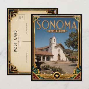 Carte Postale Sonoma Californie Art Déco Vintage Âge d'Or