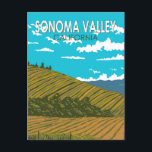 Carte Postale Sonoma Valley California Travel Art Vintage<br><div class="desc">Sonoma Valley dans un style vectoriel. Sonoma County est une grande région viticole au nord de San Francisco. Des centaines de vignobles,  allant de petites propriétés familiales à des établissements vinicoles internationaux,  sont installés au milieu de collines et de vallées.</div>
