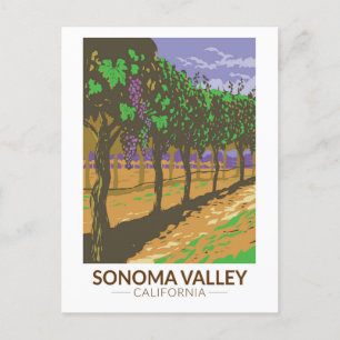 Carte Postale Sonoma Valley California Vineyard Travel Vintage