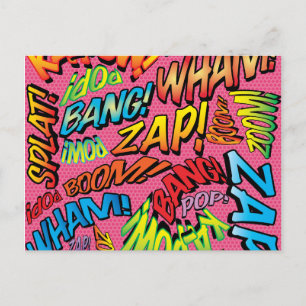 Carte Postale Sons de bande dessinée rétro amusants Pop Art