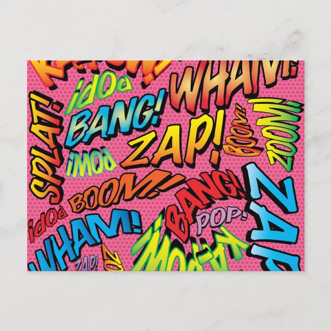 Carte Postale Sons de bande dessinée rétro Pop Art amusants (Devant)