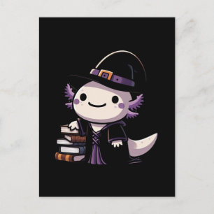 Carte Postale Sorcier Axolotl - Halloween Mignon