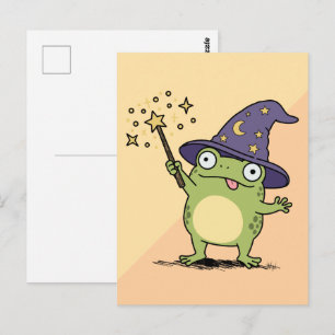 Carte Postale Sorcier Grenouille Lançant des Sorts