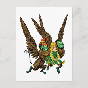 Carte Postale Sorcier vintage de Oz, Dorothy, singes volants mal