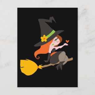 Carte Postale Sorcière à la brosse
