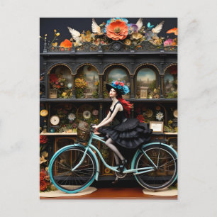 Carte Postale Sorcière à vélo