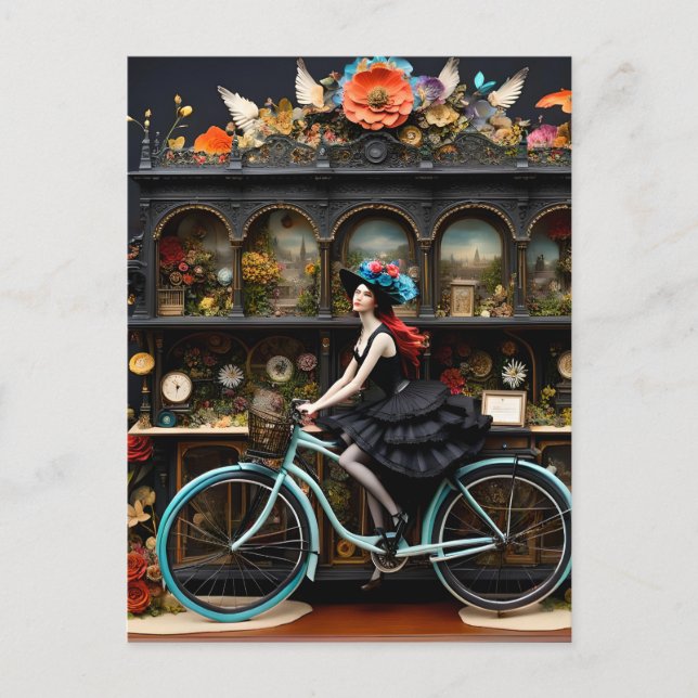 Carte Postale Sorcière à vélo (Devant)