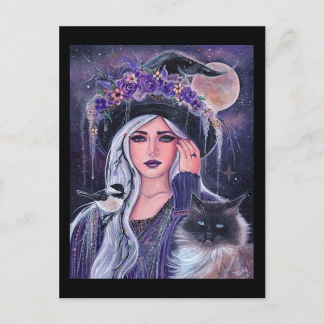 Carte Postale Sorcière avec des étiquettes chics par Renee Lavoi (Devant)