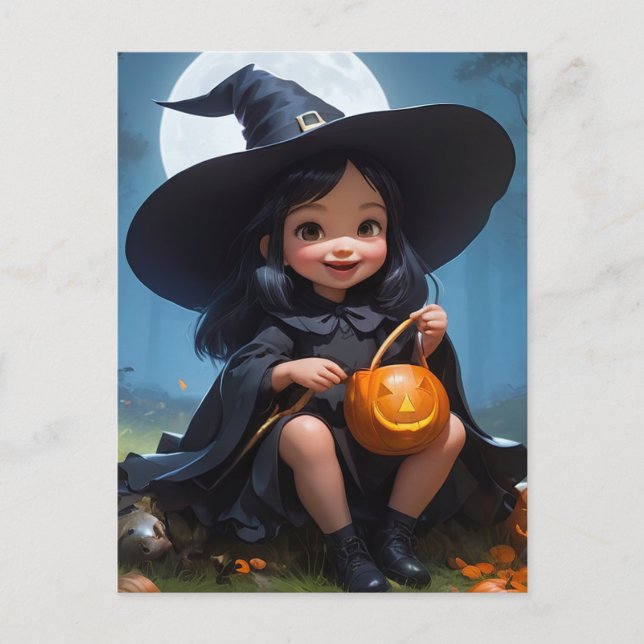 Carte Postale Sorcière bébé Halloween (Devant)