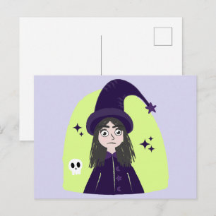 Carte Postale Sorcière Charmante Colère Mignonne