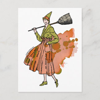 Carte Postale Sorcière citrouille d'Halloween