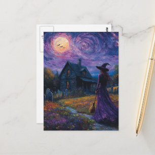 Carte Postale Sorcière dans la nuit