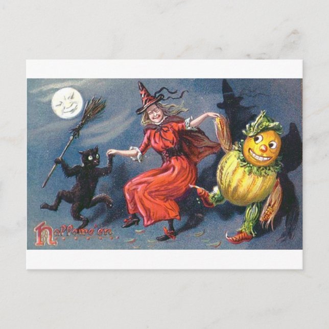 Carte Postale Sorcière dansante au clair de lune (Devant)