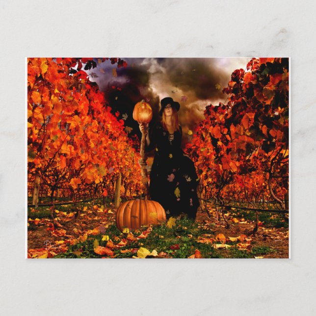 Carte Postale Sorcière d'automne (Devant)