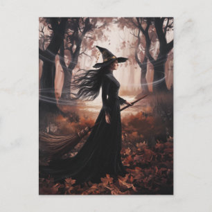 Carte Postale Sorcière de Halloween Moderne Branchée dans la For