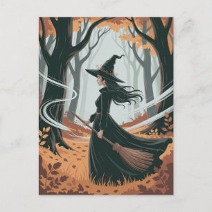 Carte Postale Sorcière de Halloween Moderne Branchée dans la For