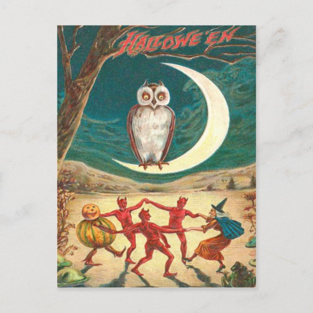 Carte Postale Sorcière de la Lune Croissante Chouette Créature D (Devant)