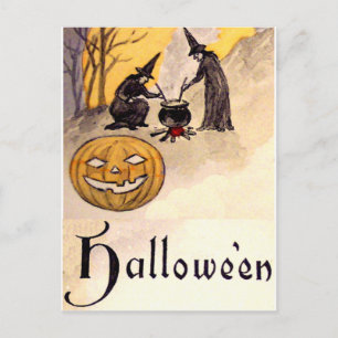 Carte Postale Sorcière de Minuit (Carte Vintage Halloween)