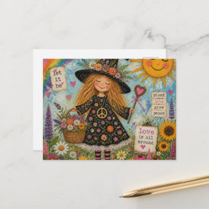 Carte Postale Sorcière de Paix Adorable