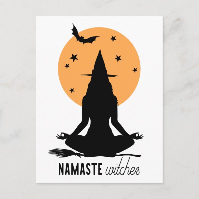 Carte Postale Sorcière de yoga d'Halloween contemporaine (Devant)