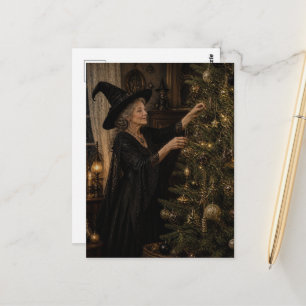 Carte Postale Sorcière Décore Son Arbre De Yule