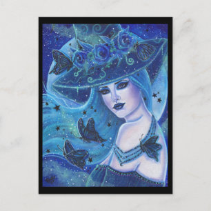 Carte Postale Sorcière d'Halloween aux papillons de Renée Lavoie
