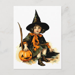 Carte Postale Sorcière d'Halloween vintage