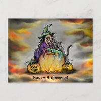 Sorcière et chat noir, Happy Halloween !