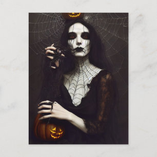 Carte Postale Sorcière gothique avec des toiles d'araignées et d