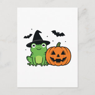 Carte Postale Sorcière Grenouille Halloween Coven Amphibien Somb