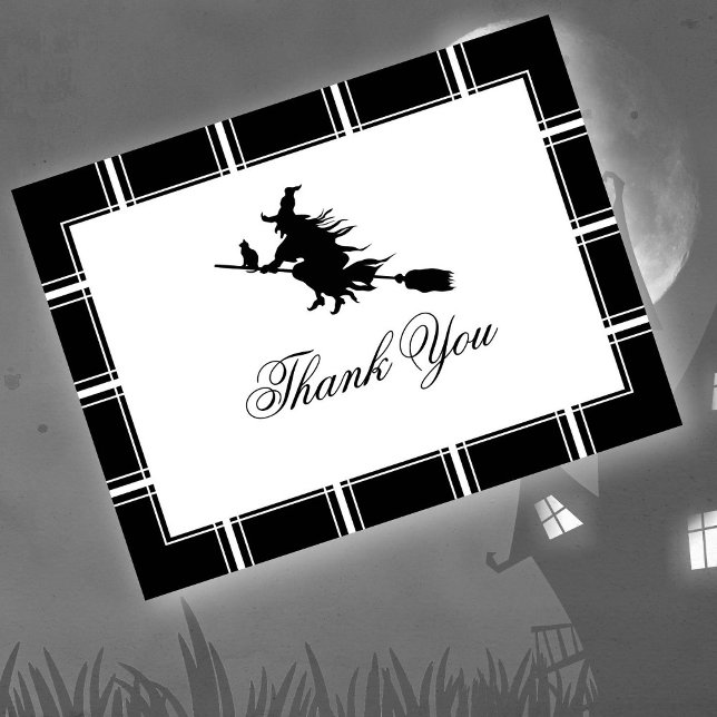 Carte Postale Sorcière Merci Halloween Noir (Créateur téléchargé)
