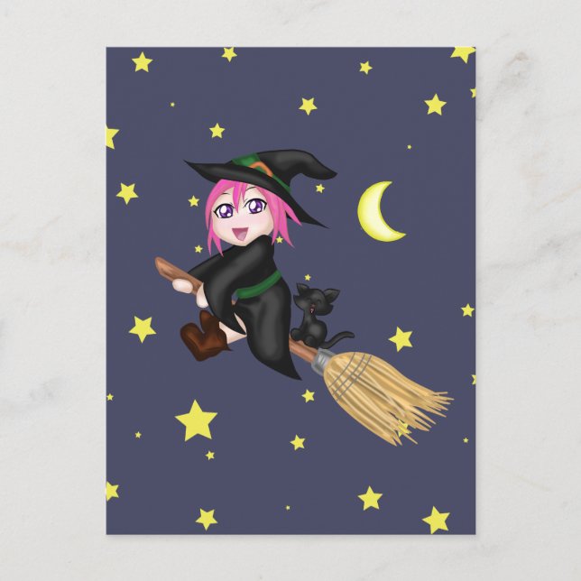 Carte Postale Sorcière mignonne (Devant)