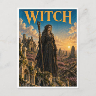 Carte Postale Sorcière, Monstre de Fantastique Gothique