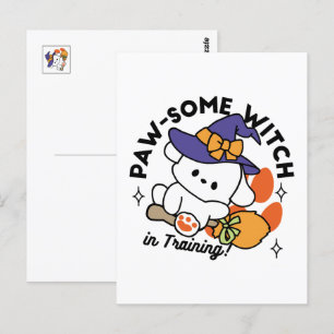 Carte Postale Sorcière Paw-some en formation – Chien mignon d'Ha