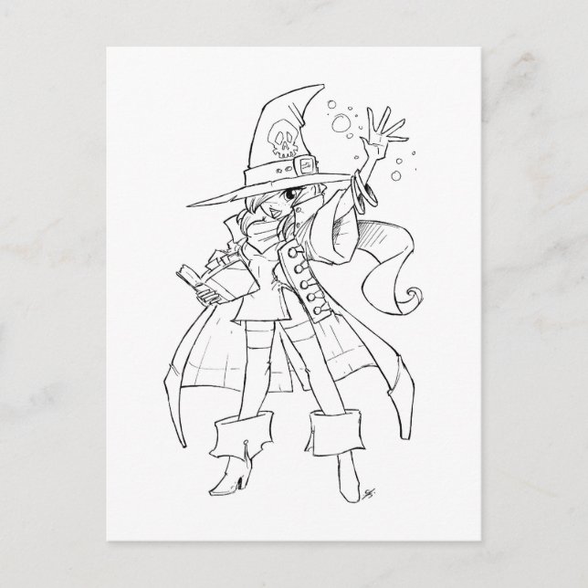 Carte Postale Sorcière pirate (Devant)