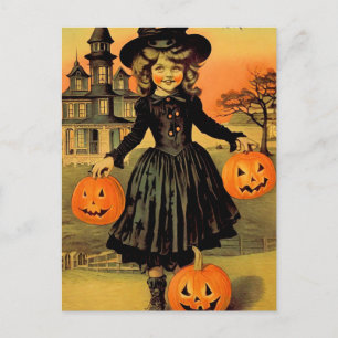 Carte Postale Sorcière Rétro Halloween