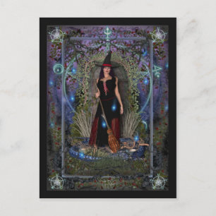 Carte postale Sorcière - Sorcière Lune Bleue & Dra